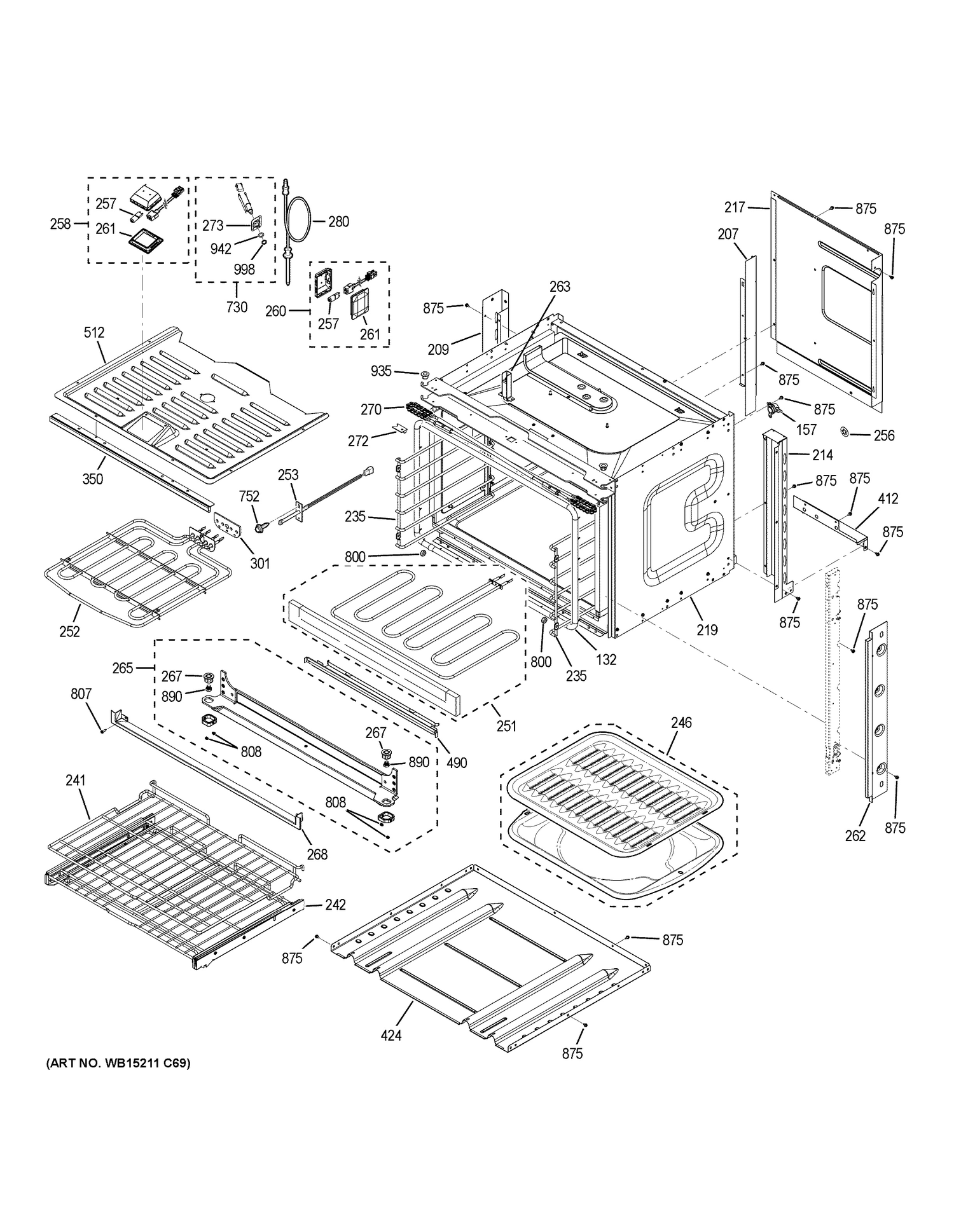 BODY PARTS Diagram and Parts List for CT9070SH2SS  General Electric Wall Oven