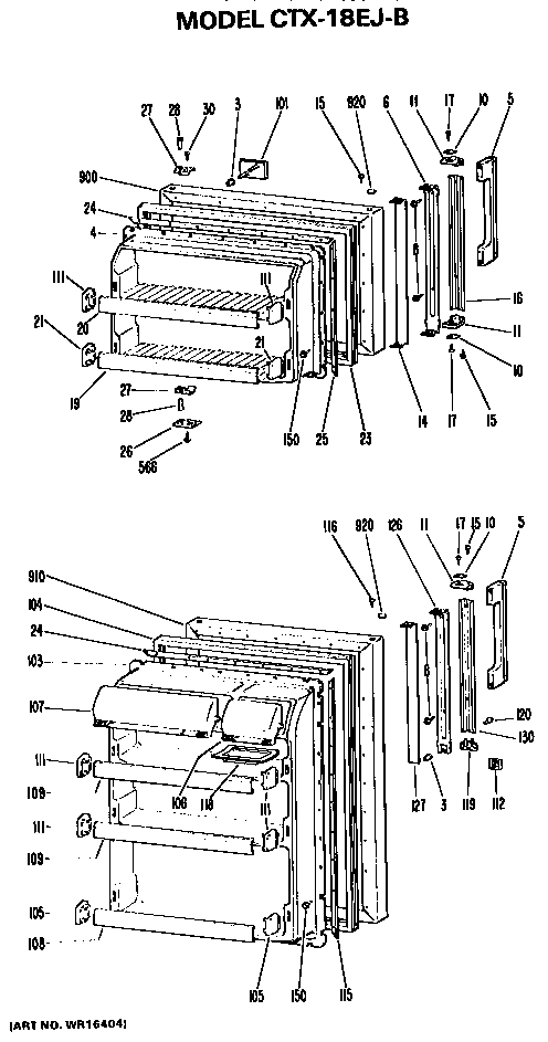 Doors Diagram and Parts List for CTX18EJBR  Hotpoint Refrigerator