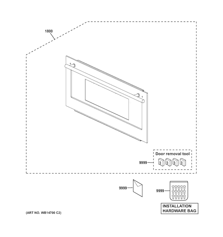 Door Parts Diagram and Parts List for ZSC1201J1SS  General Electric Microwave