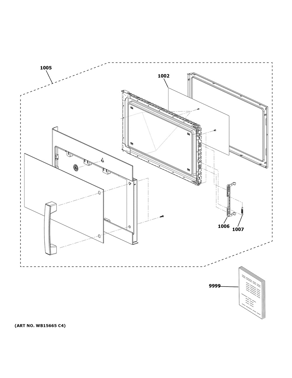 Door Parts Diagram and Parts List for JVM3160DF9BB  General Electric Microwave