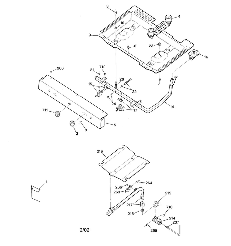 Gas & Burner Parts Diagram and Parts List for RGB524PPA1CT  Hotpoint Range