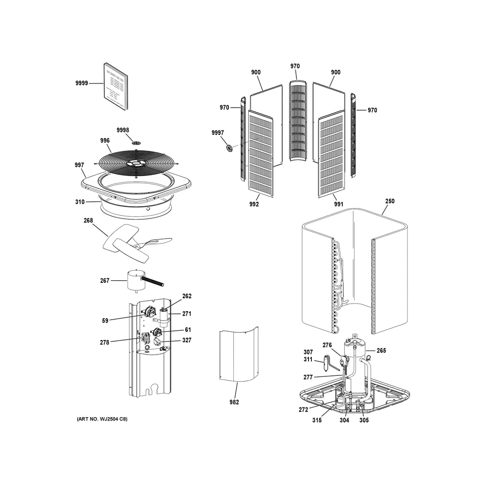 Room Air Conditioner Diagram and Parts List for NS17A48TA500A  General Electric Air Conditioner
