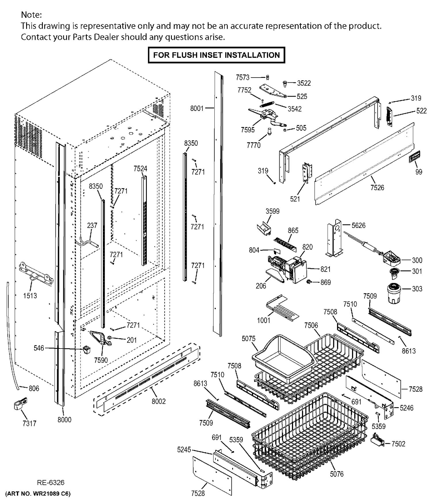 CABINET FLUSH INSET Diagram and Parts List for ZIC360NHBLH  General Electric Refrigerator
