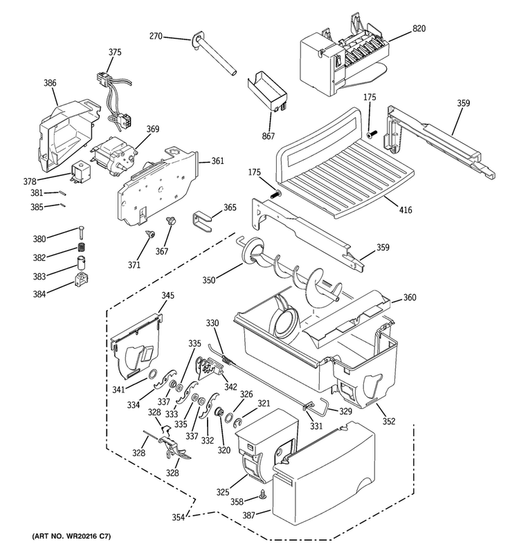 Ice Maker & Dispenser Diagram and Parts List for GSE30VHBBTSS  General Electric Refrigerator