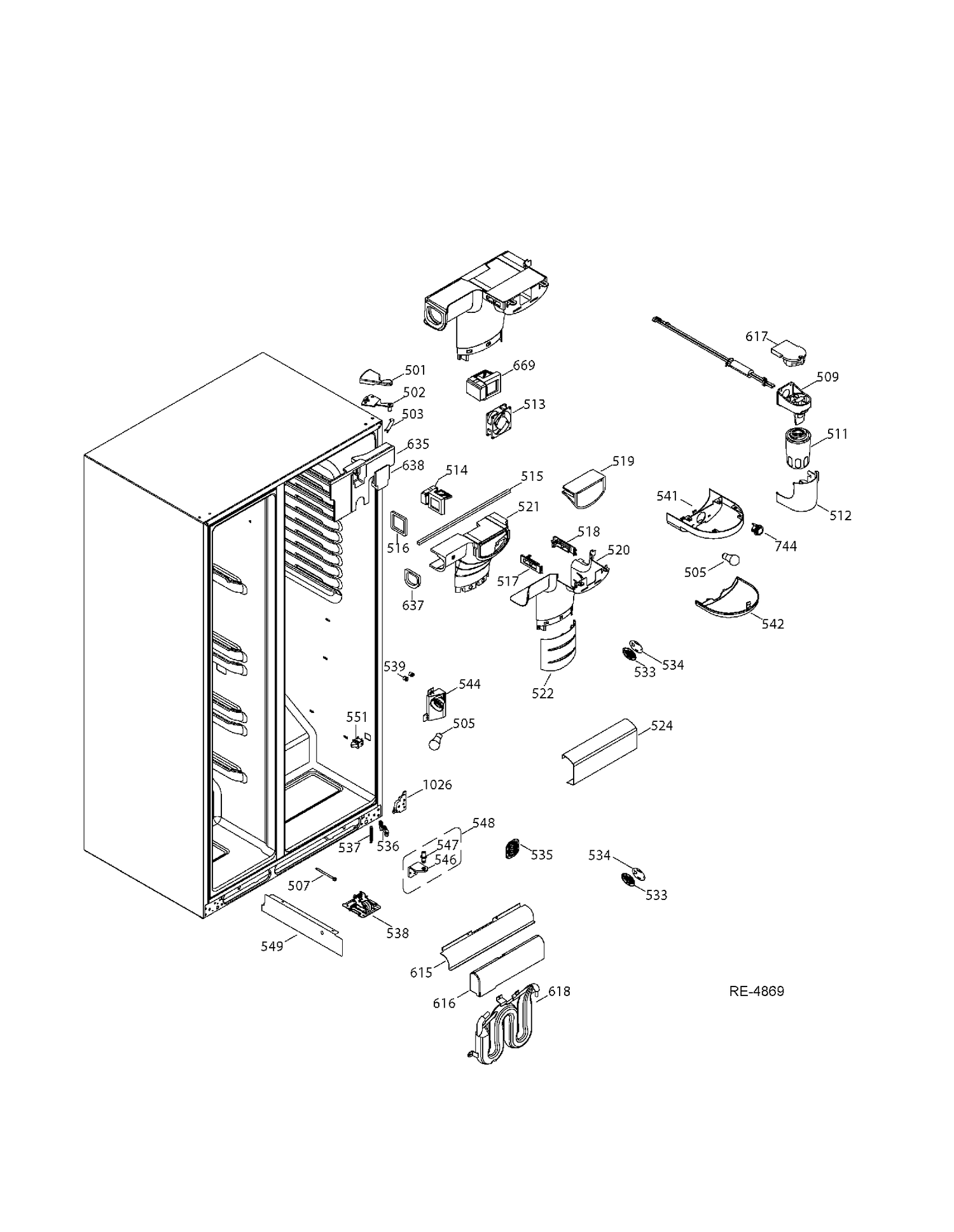 FF SECTION Diagram and Parts List for GSRS3KLXGFSV  General Electric Refrigerator