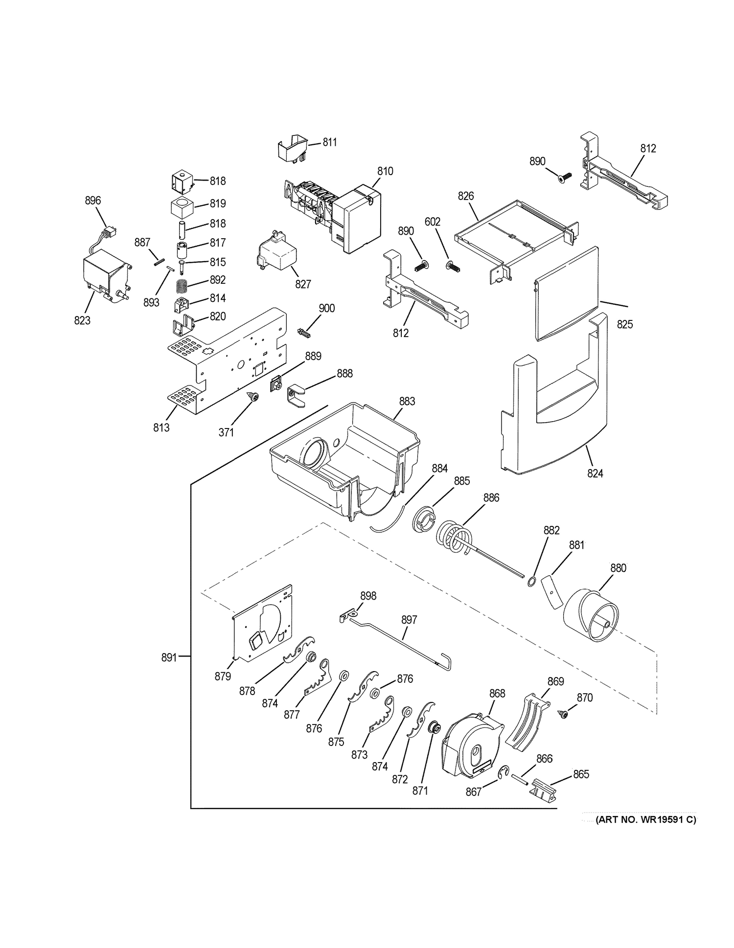 ICE MAKER & DISPENSER Diagram and Parts List for ZISB420DRK  General Electric Refrigerator
