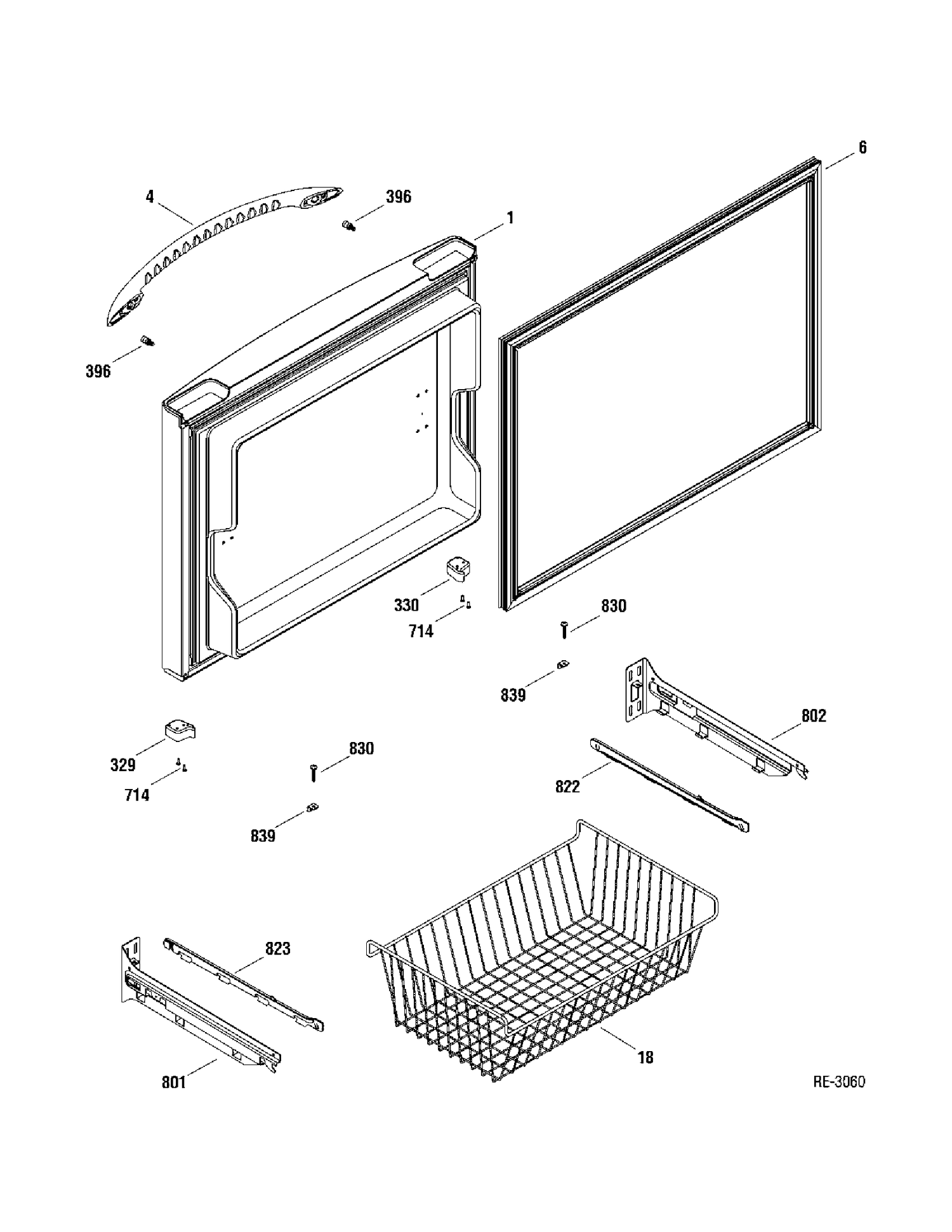 FZ DOOR Diagram and Parts List for PFRF2MBXABB  General Electric Refrigerator