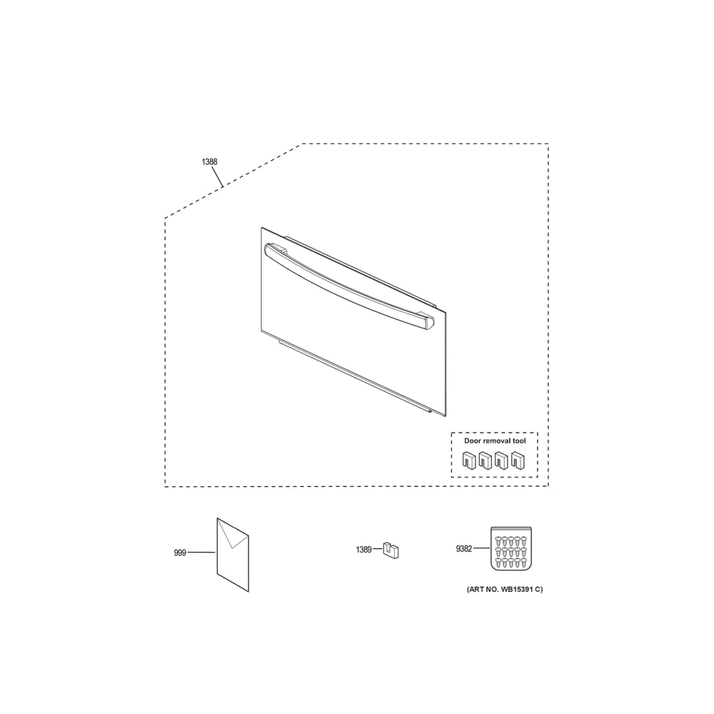 Microwave Door Diagram and Parts List for JT3800SHASS  General Electric Microwave Oven Combo