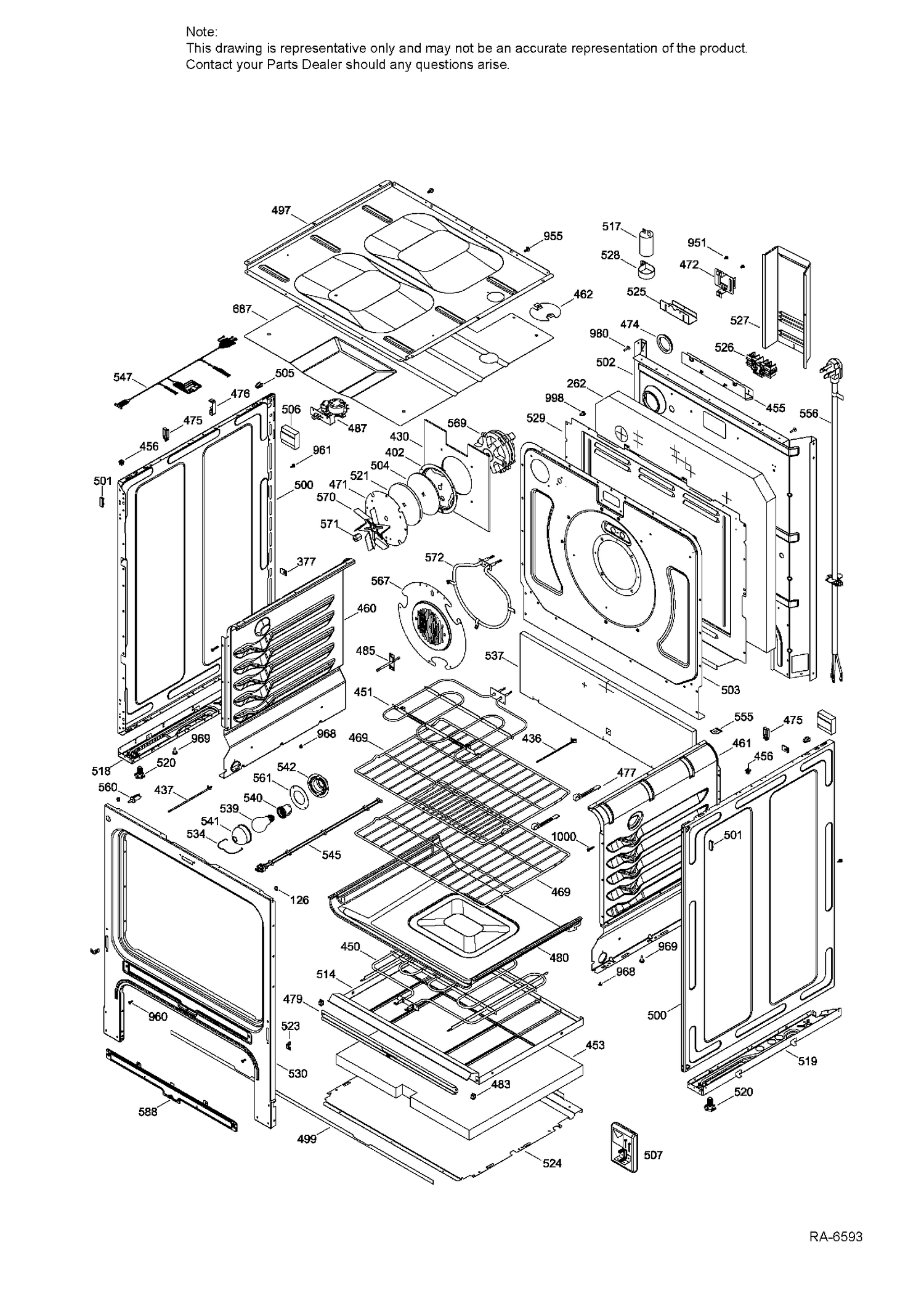 BODY PARTS Diagram and Parts List for JCB560DJ2WW  General Electric Range