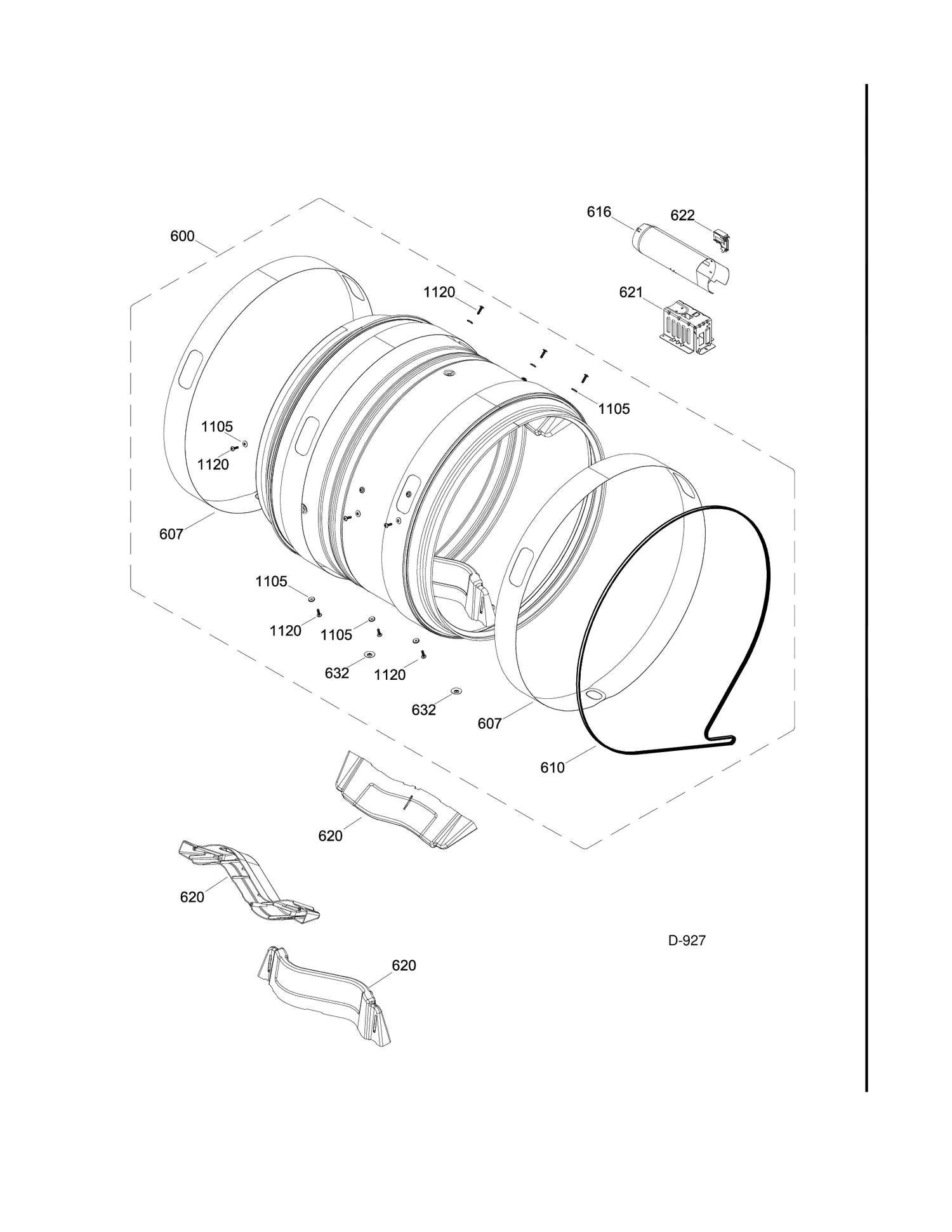 DRUM ASM Diagram and Parts List for GTMS855GD0MC  General Electric Dryer