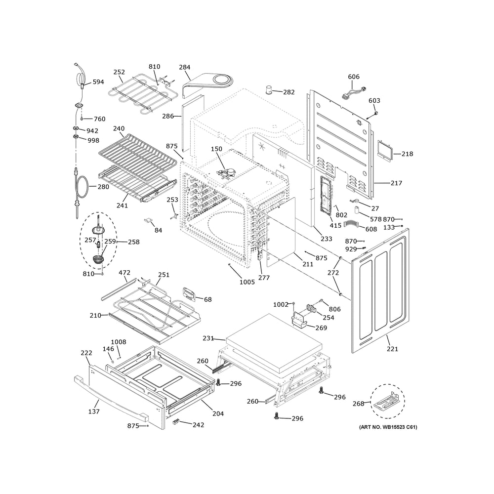 Body Parts Diagram and Parts List for PHS93XYP8FS  General Electric Range