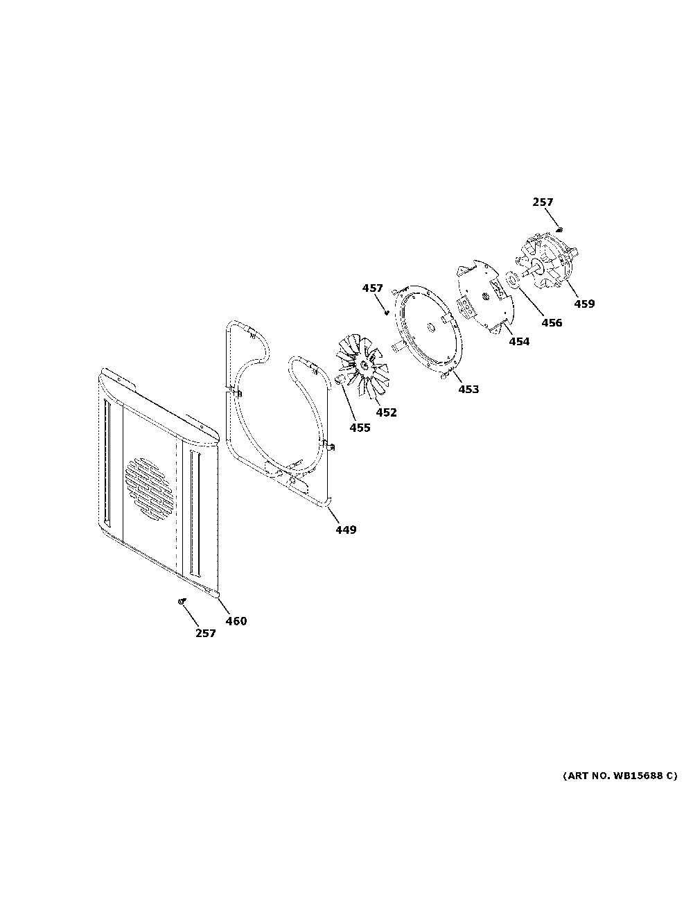 Small Convection Fan Diagram and Parts List for ZDP486NDT1SS  General Electric Range