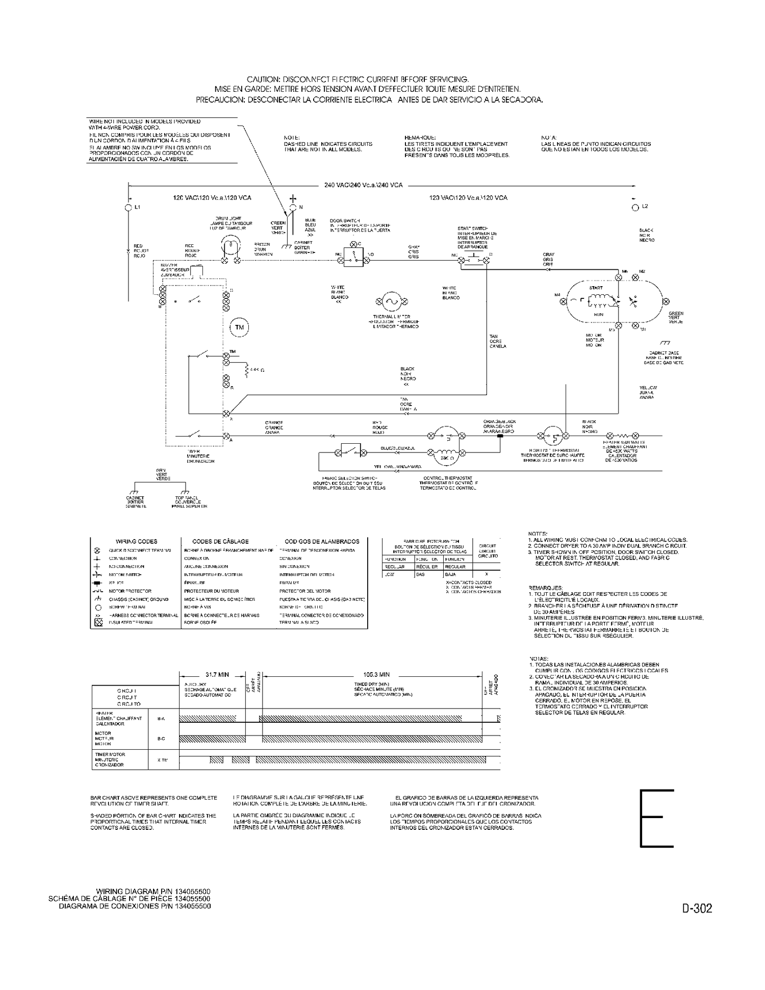 WIRING Diagram and Parts List for BEF221CAS2  General Electric Dryer
