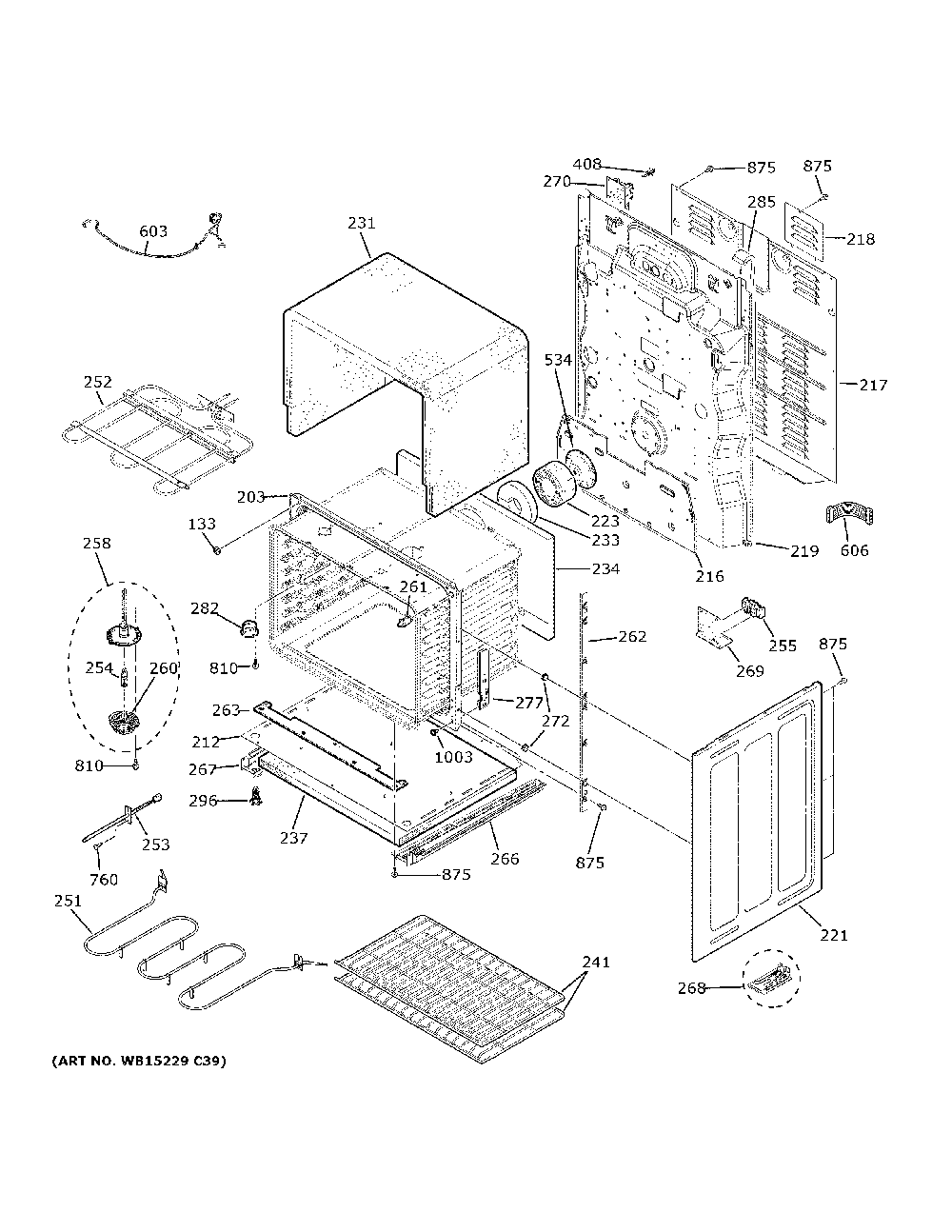 Lower Oven Diagram and Parts List for JBS86SP2SS  General Electric Range