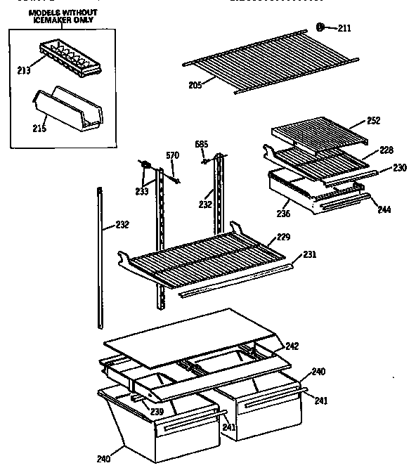Shelf Assembly Diagram and Parts List for TBX18DISJRAD  General Electric Refrigerator