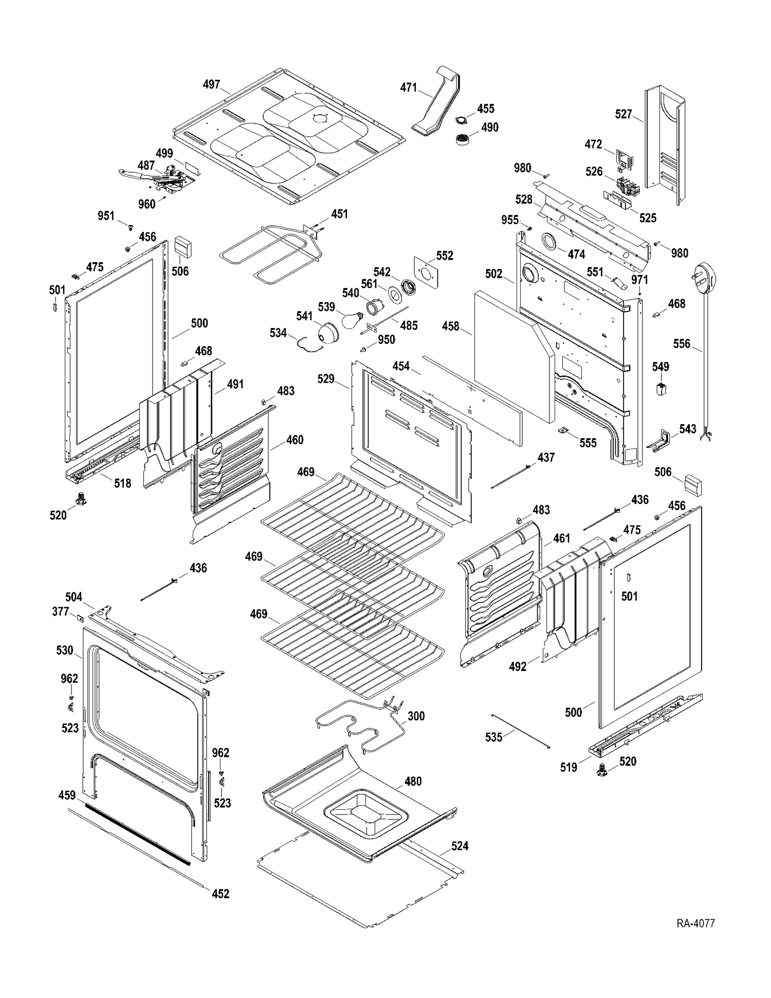 BODY PARTS Diagram and Parts List for JCB710SP3SS  General Electric Range