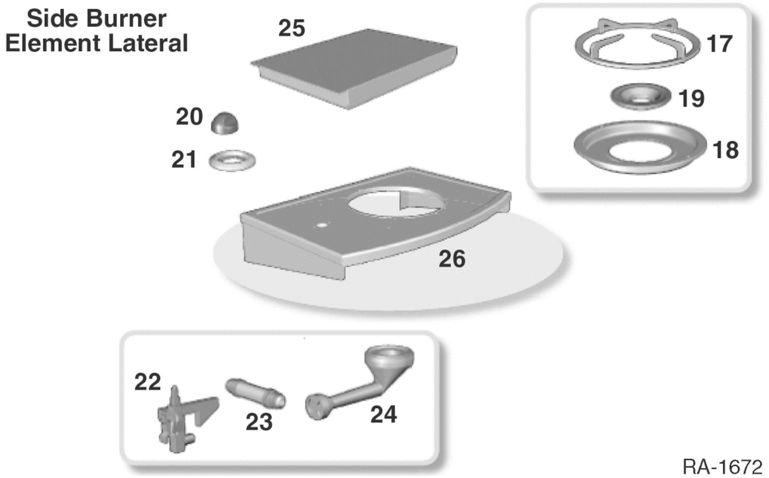 SIDE BURNERS Diagram and Parts List for BDP5745BDSS  General Electric Grill