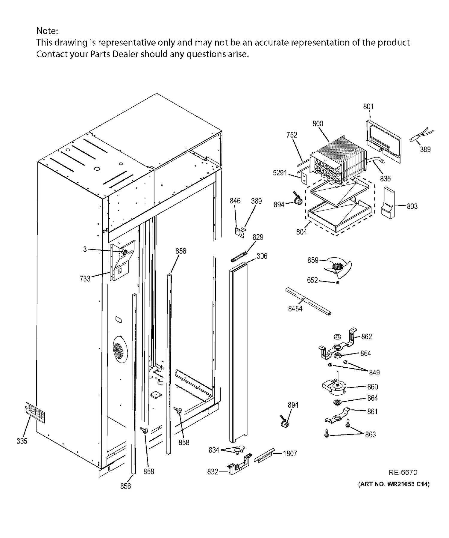 FREEZER SECTION Diagram and Parts List for ZISP480DXDSS  General Electric Refrigerator
