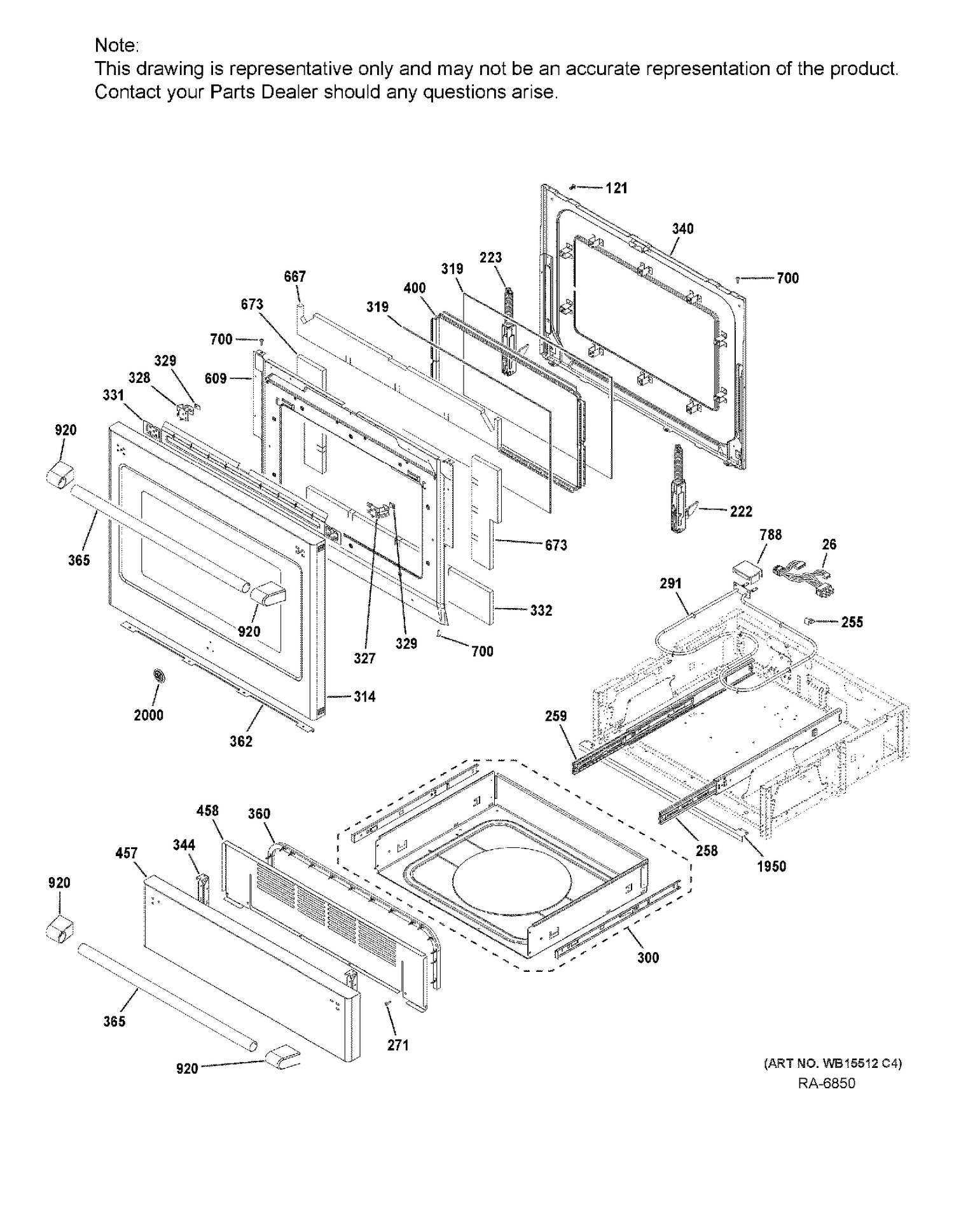 DOOR & DRAWER PARTS Diagram and Parts List for CCHS985SEL1SS  General Electric Range