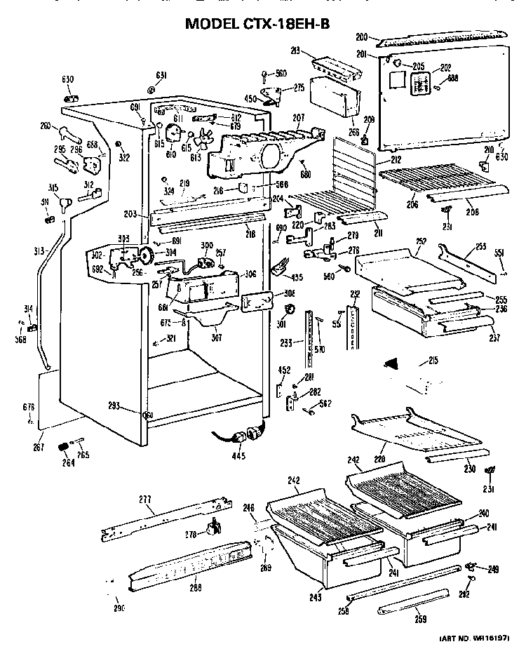 Cabinet Parts Diagram and Parts List for CTX18EHB  Hotpoint Refrigerator