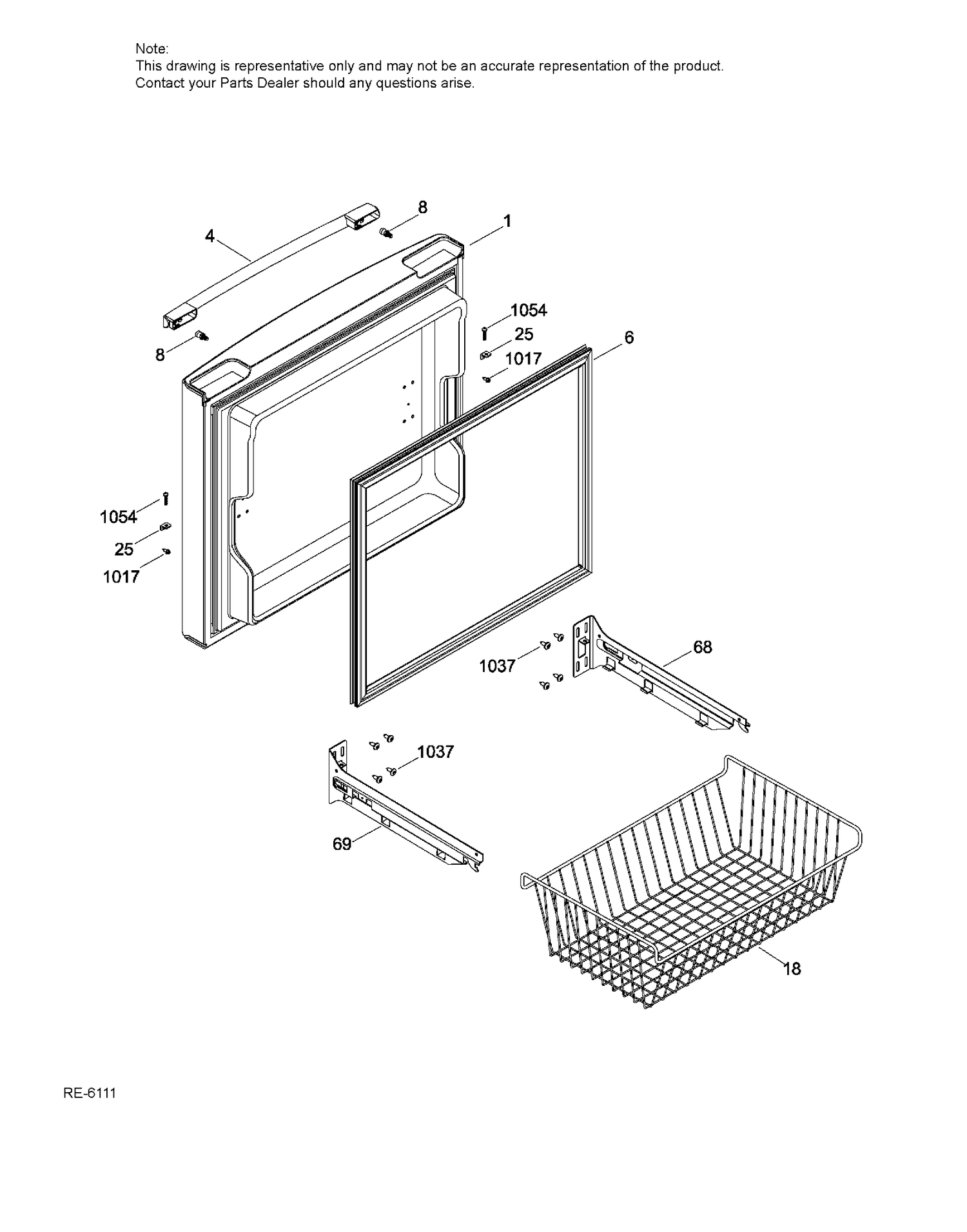 FZ DOOR Diagram and Parts List for PDR20KMHBRES  General Electric Refrigerator