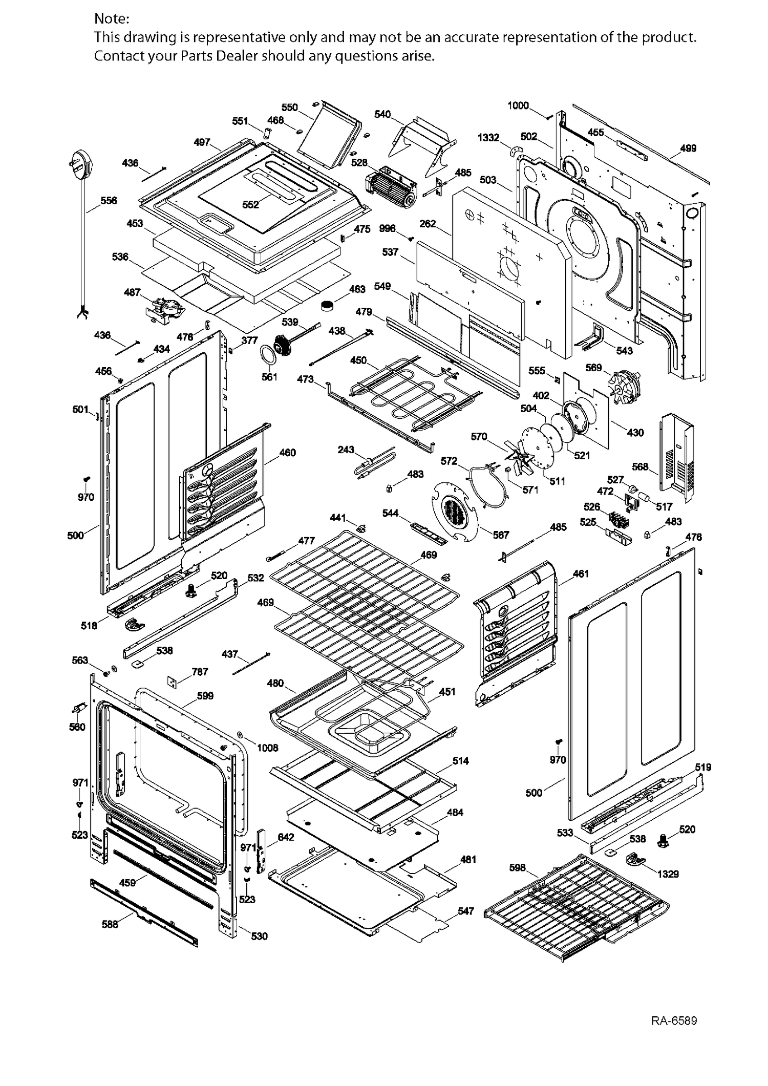 BODY Diagram and Parts List for PC2S910SEF3SS  General Electric Range