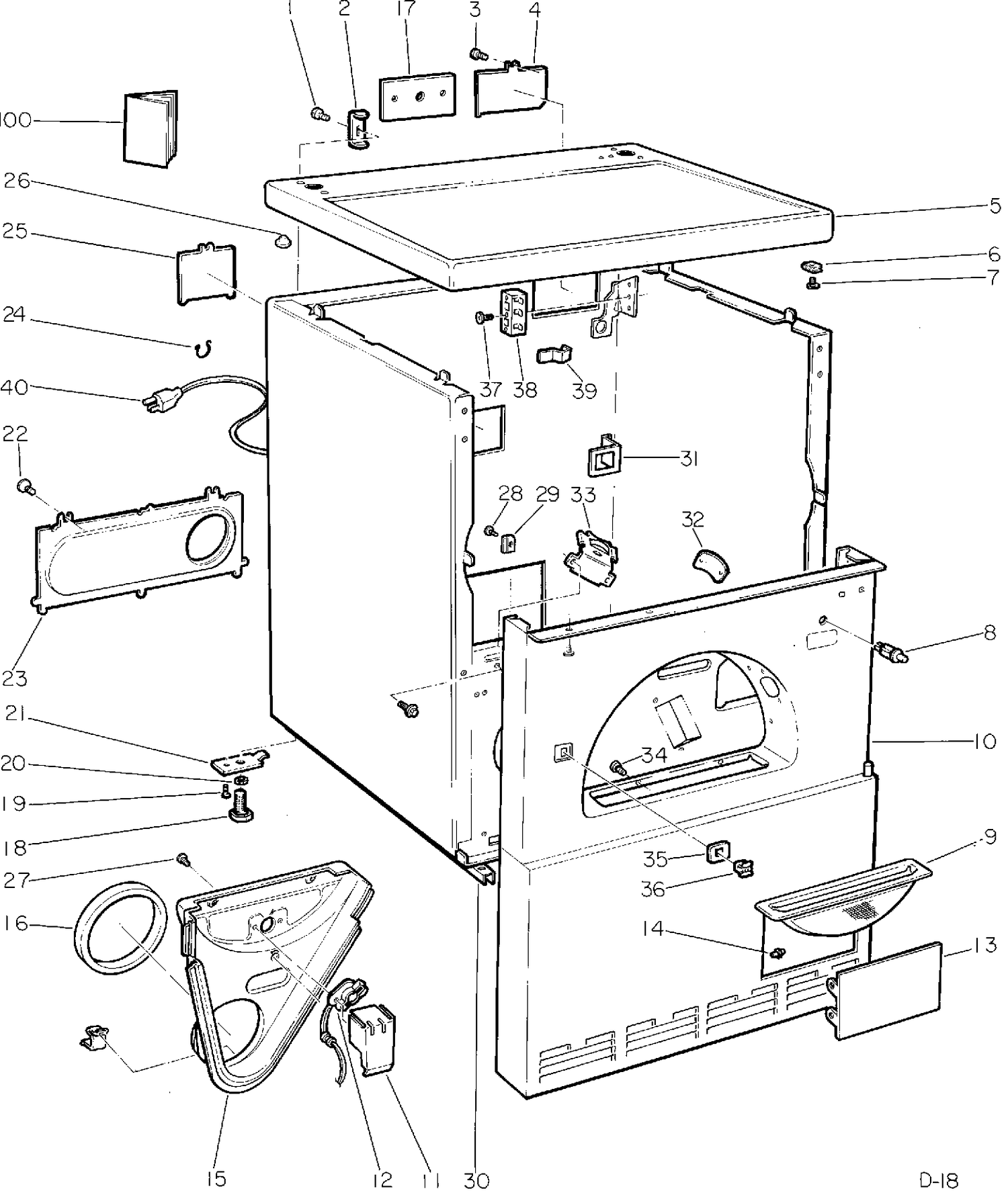 FRONT PANEL, WRAPPER & TOP PANEL Diagram and Parts List for D537E*139  General Electric Dryer