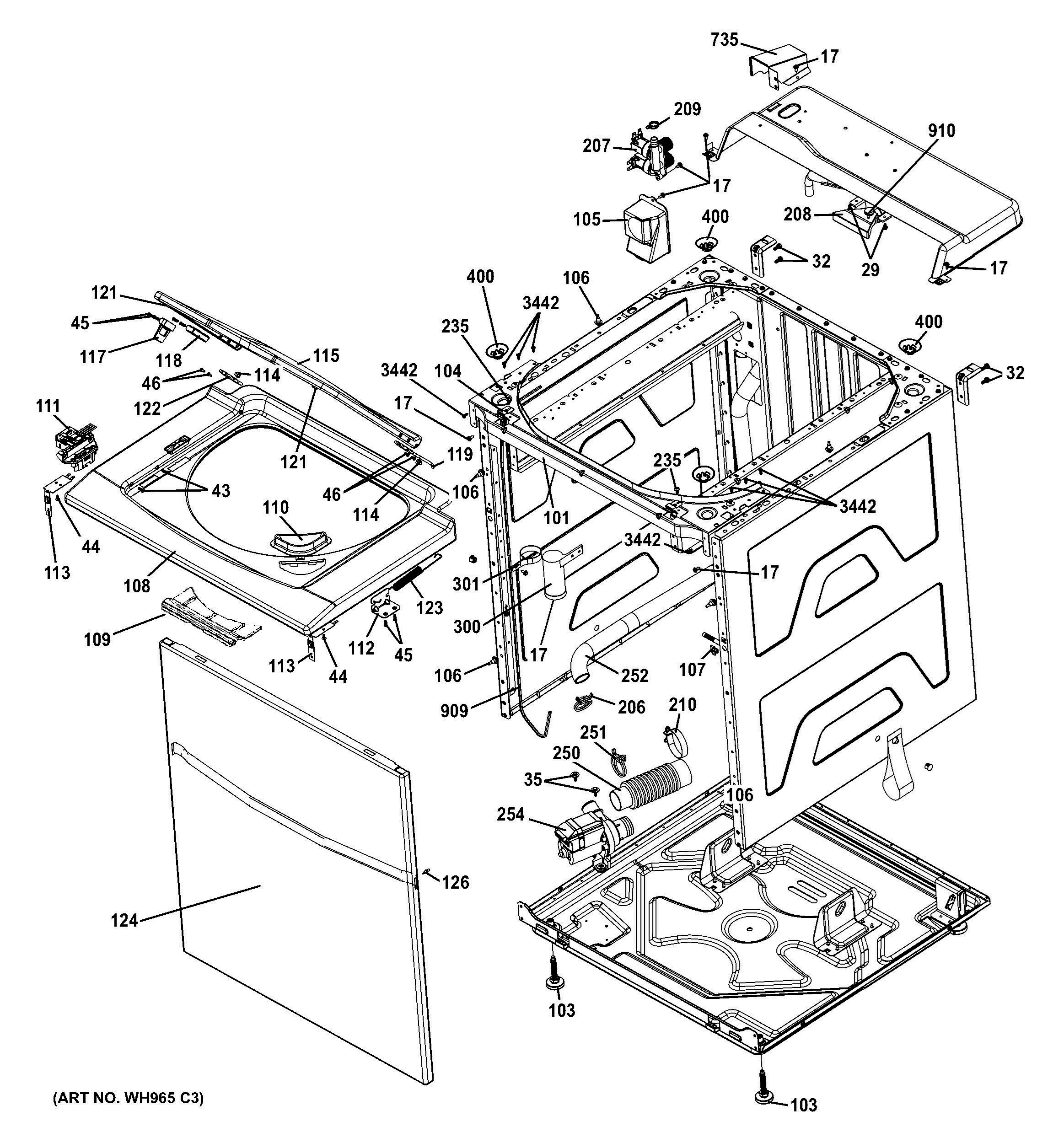CABINET 5 Diagram and Parts List for 2661532211  General Electric Washer