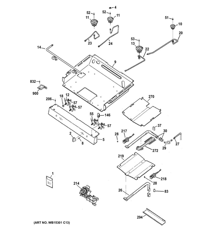 Gas & Burner Parts Diagram and Parts List for JGB620DEF1WW  General Electric Range