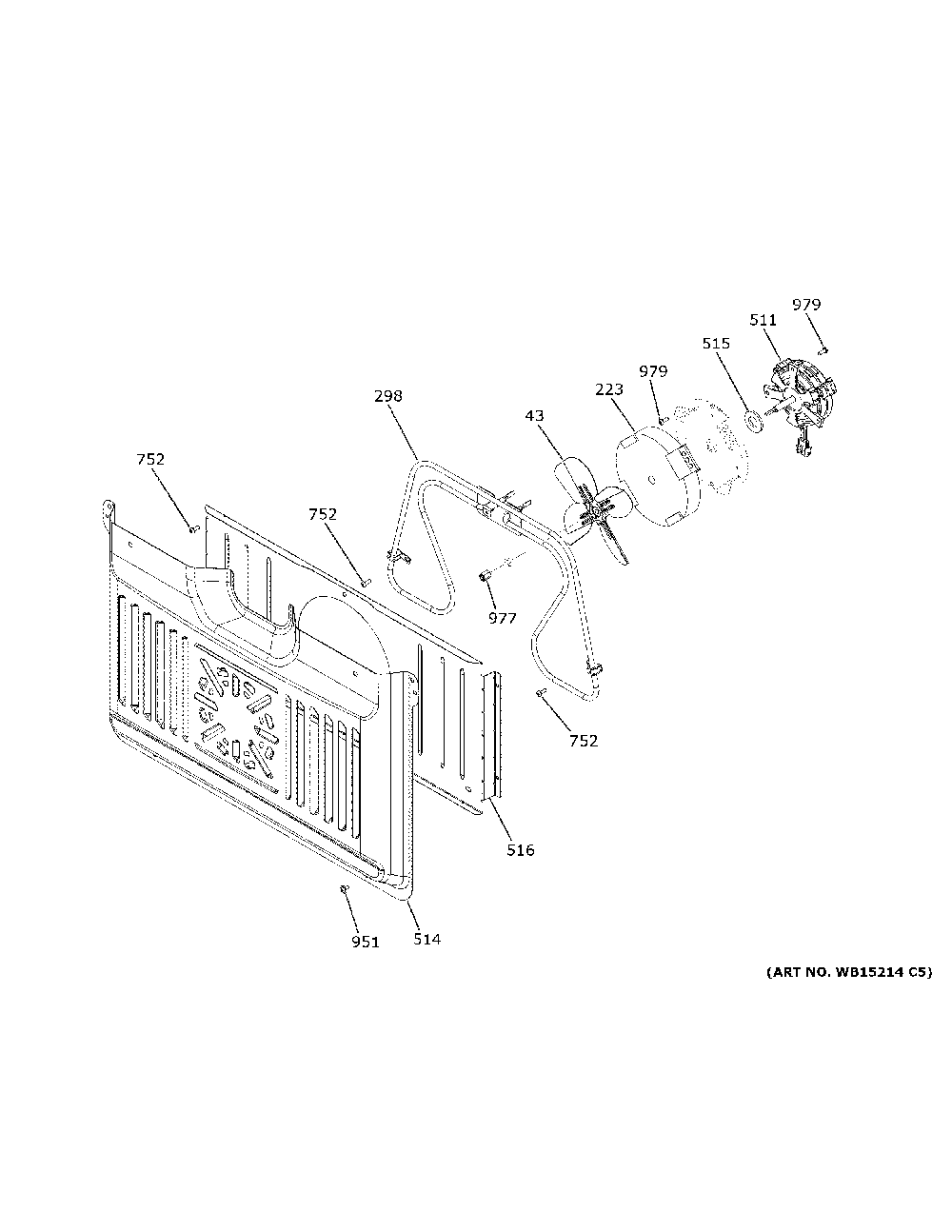 Convection Fan Diagram and Parts List for CTD90DP3N2D1  General Electric Wall Oven