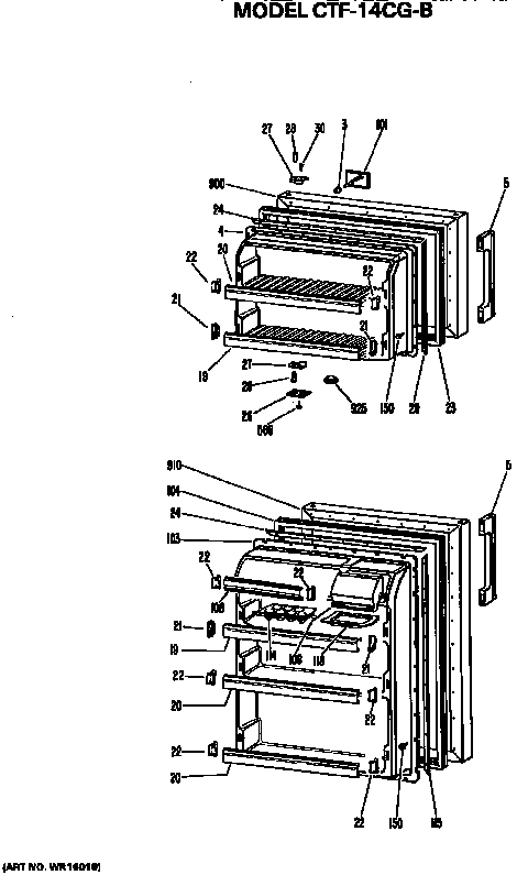 Doors Diagram and Parts List for CTF14CGB  Hotpoint Refrigerator