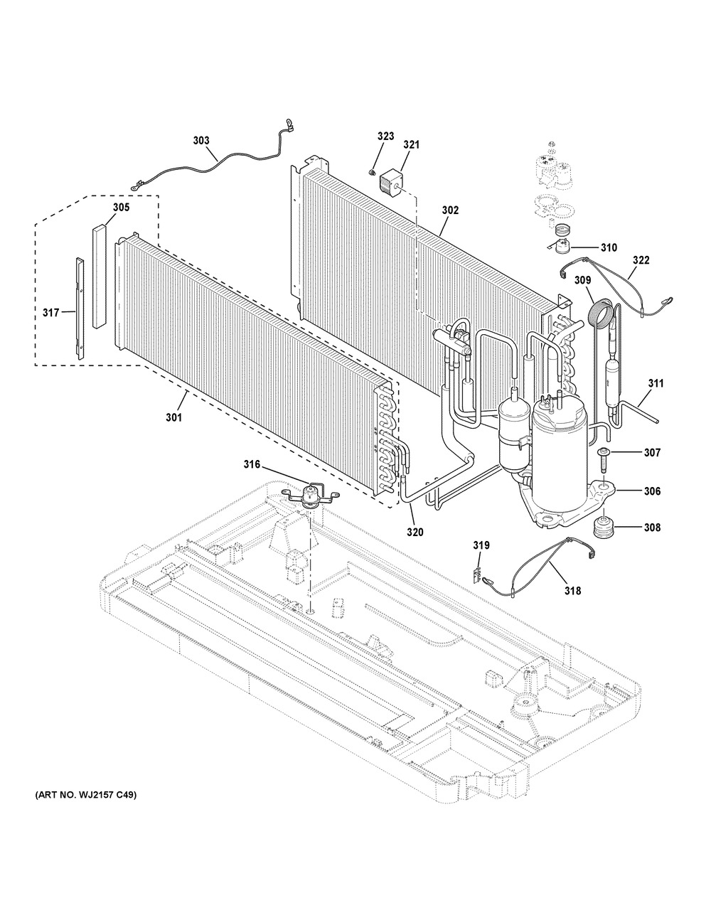 Sealed System Diagram and Parts List for AZ65H07EACW5  General Electric Air Conditioner