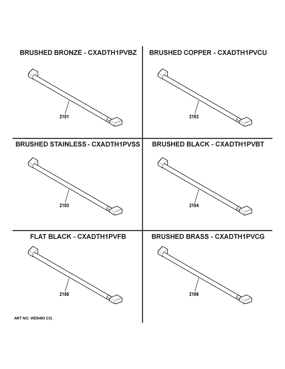 Cafe Customization Diagram and Parts List for CDT828P2V3S1  General Electric Dishwasher