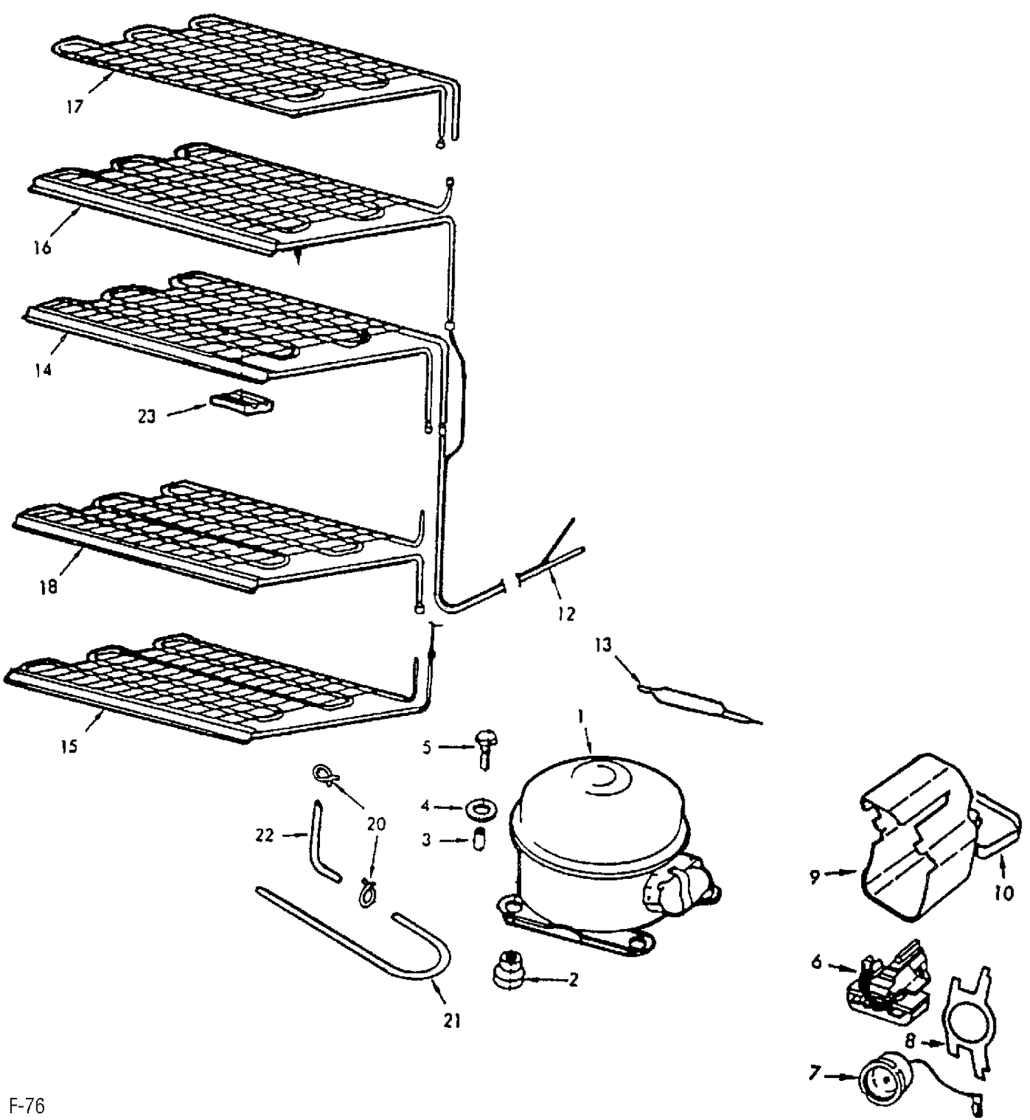 SYSTEM Diagram and Parts List for FYC17CM  General Electric Freezer