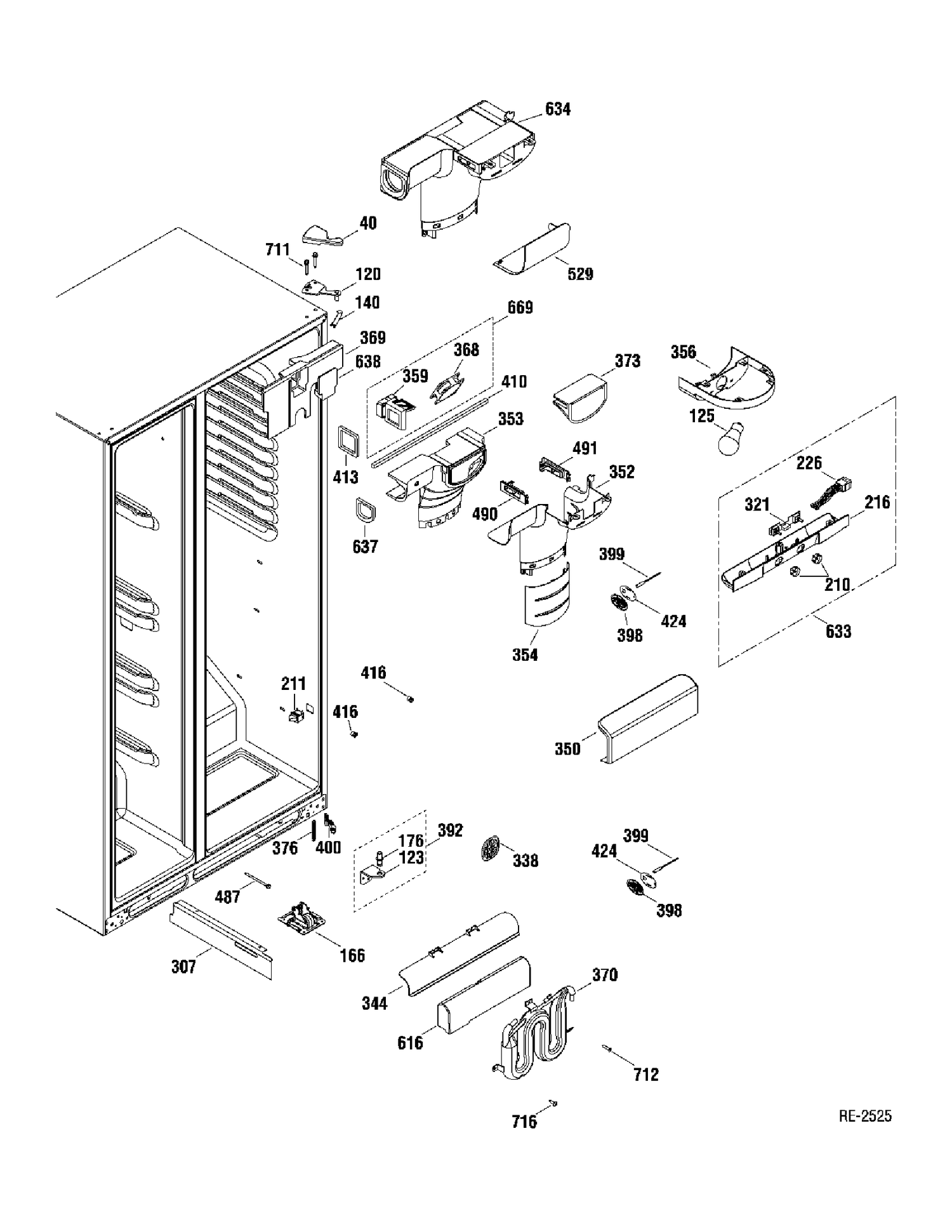FF SECTION Diagram and Parts List for MSR23IETAWW  General Electric Refrigerator