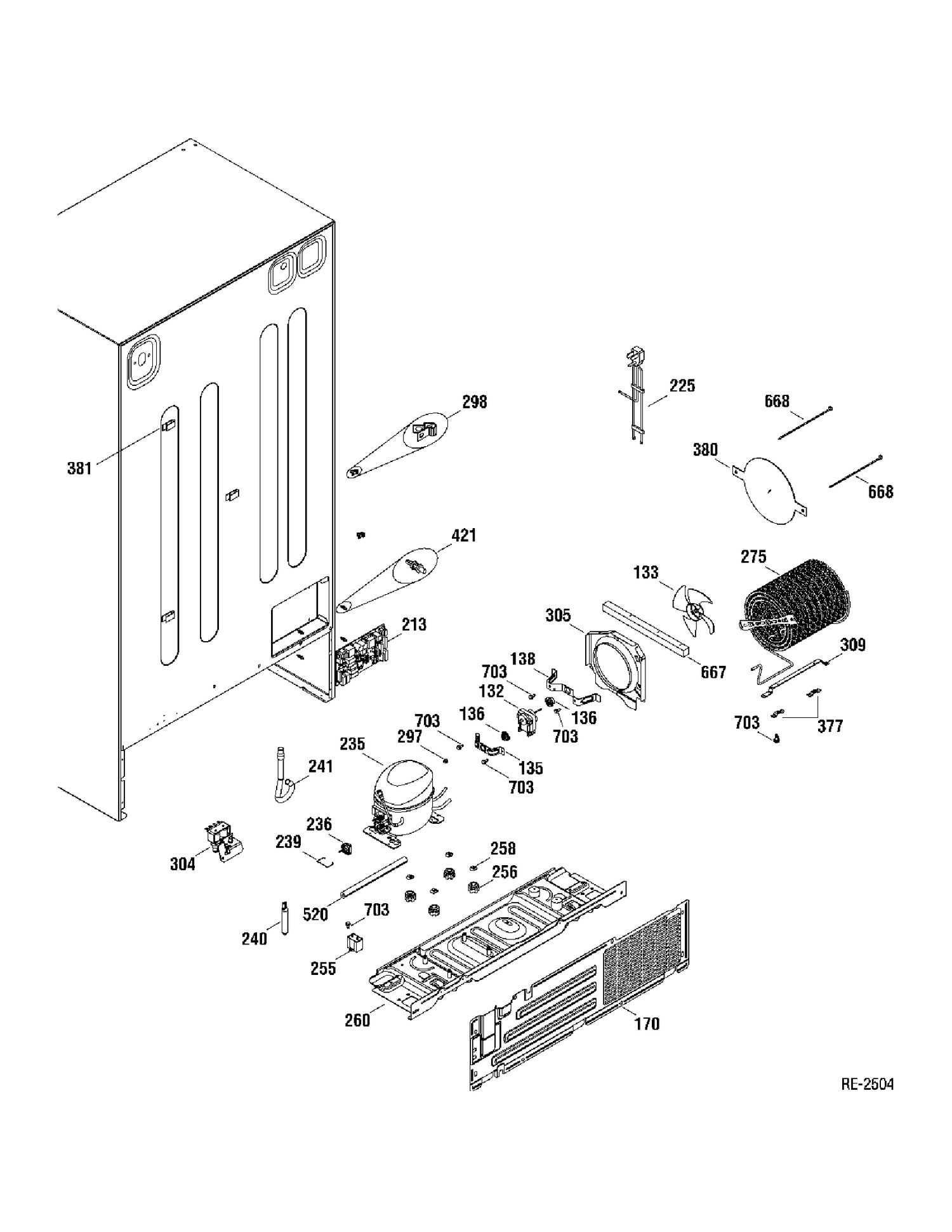SYSTEM PARTS Diagram and Parts List for GSR25UGTAWW  General Electric Refrigerator