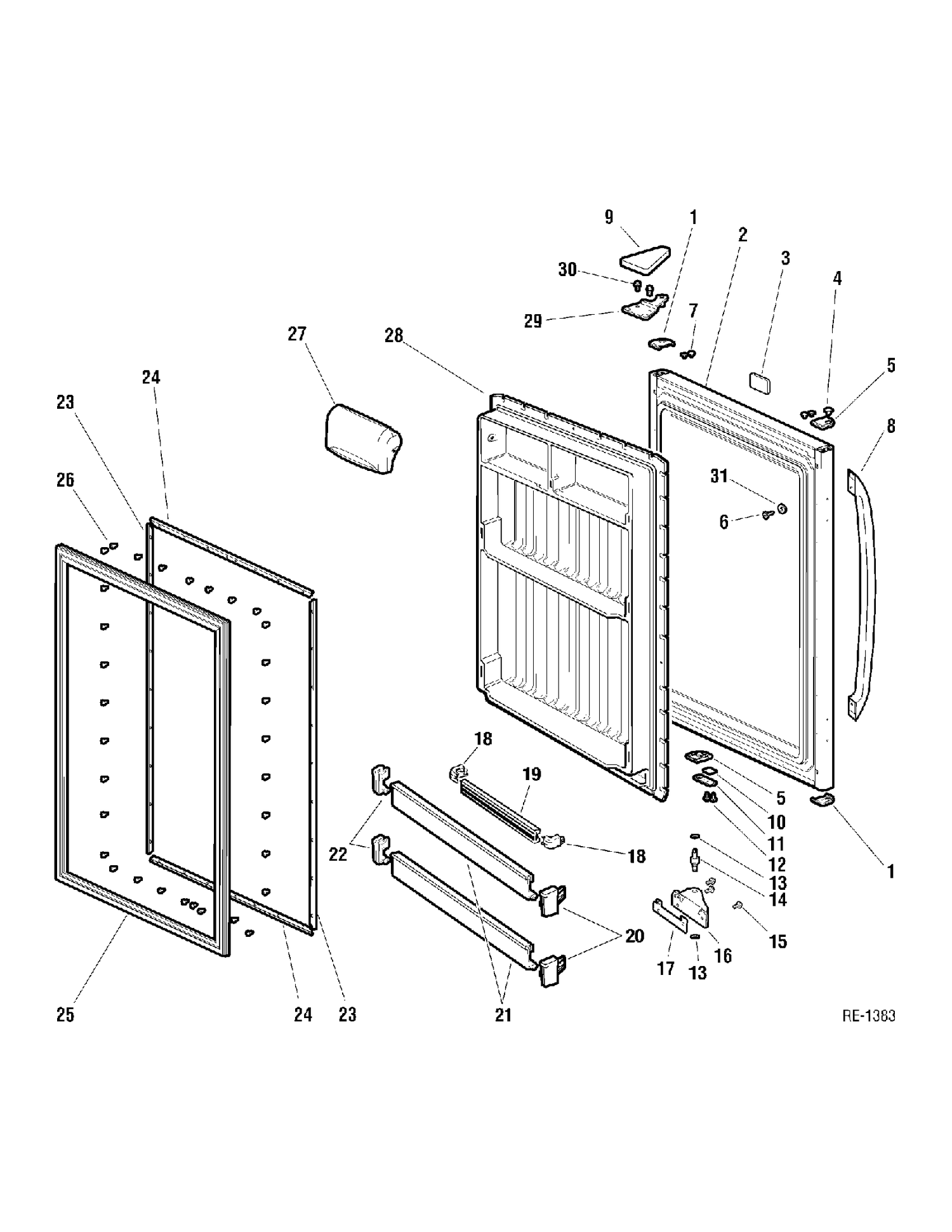REFRIGERATOR DOOR Diagram and Parts List for MBS18GBMBWW  General Electric Refrigerator