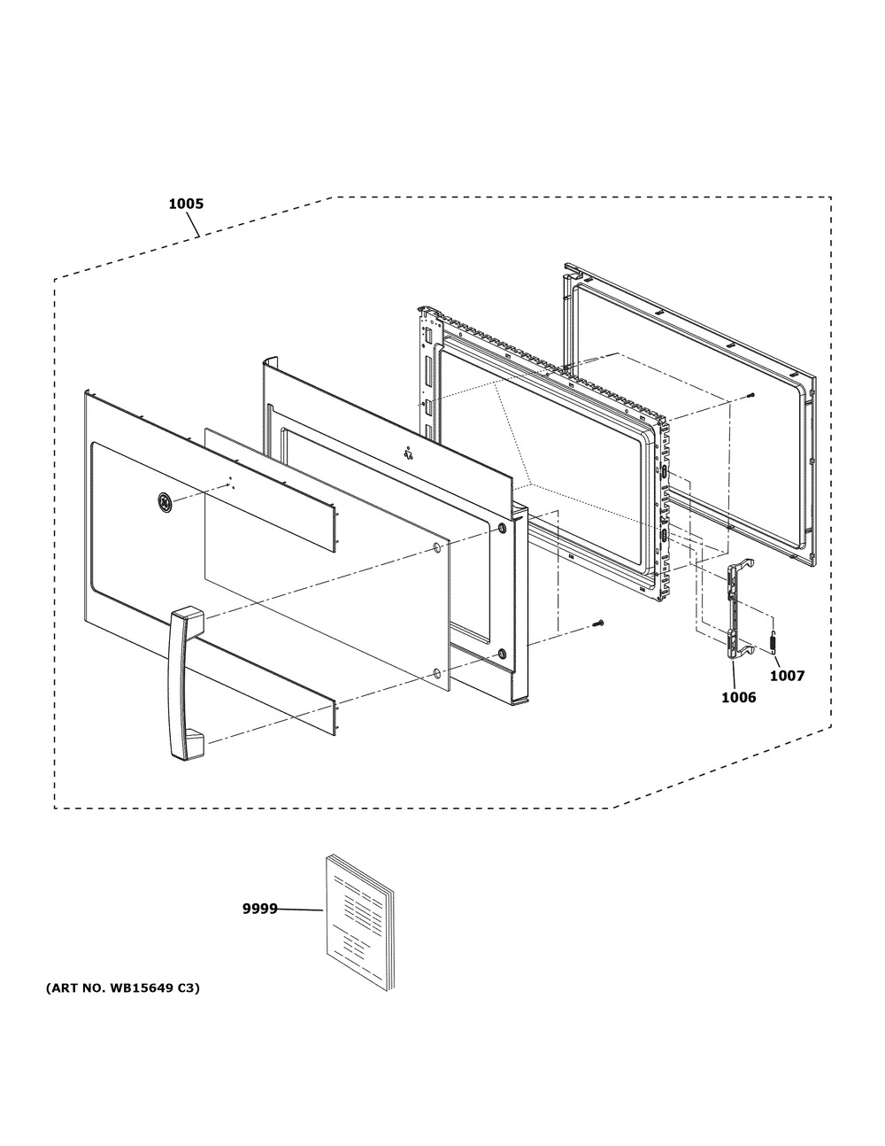 Door Parts Diagram and Parts List for PVM9179SK6SS  General Electric Microwave