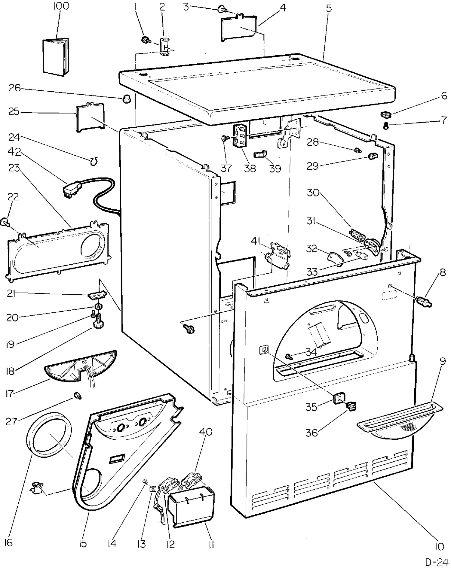 FRONT PANEL, WRAPPER & TOP PANEL Diagram and Parts List for 65270419  General Electric Dryer