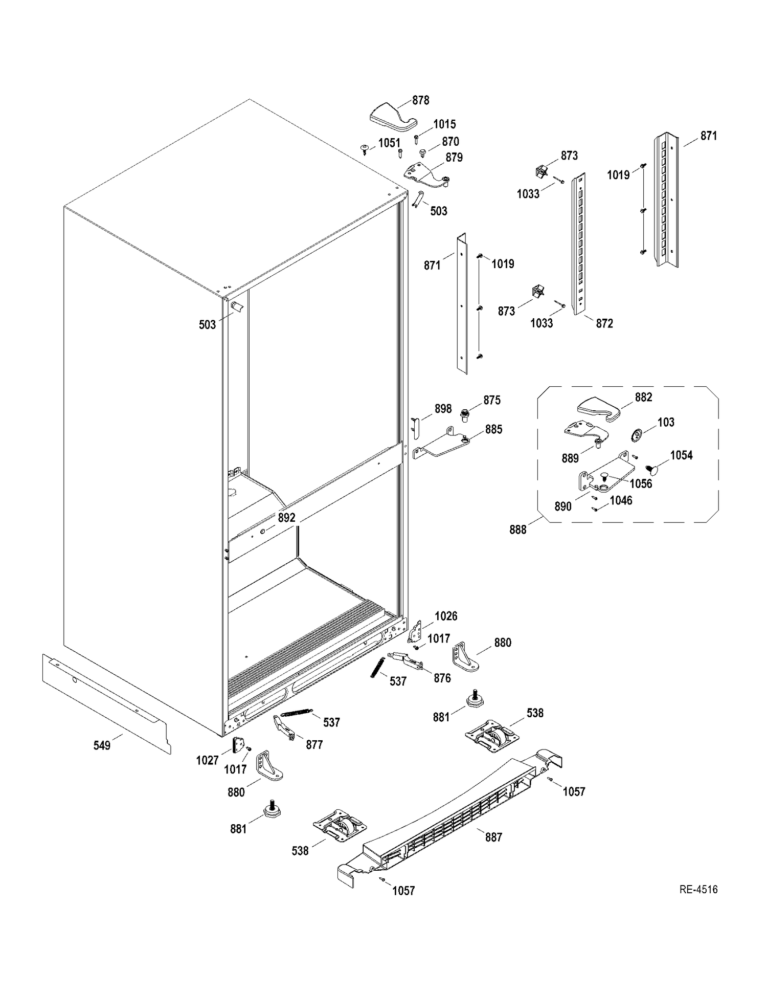 HINGE-MISC PARTS Diagram and Parts List for GDRC0HBYERWW  General Electric Refrigerator