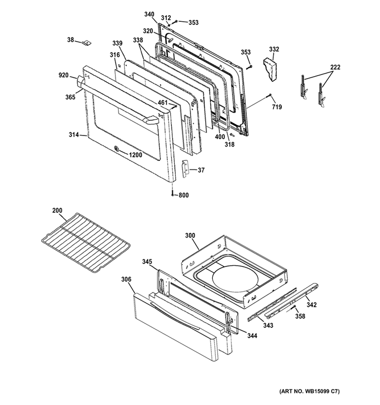 Door & Drawer Parts Diagram and Parts List for CS975SD3SS  General Electric Range