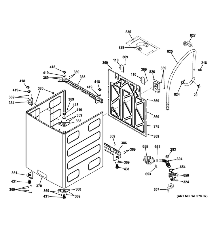 Cabinet Diagram and Parts List for GTW810SSJ1WS  General Electric Washer