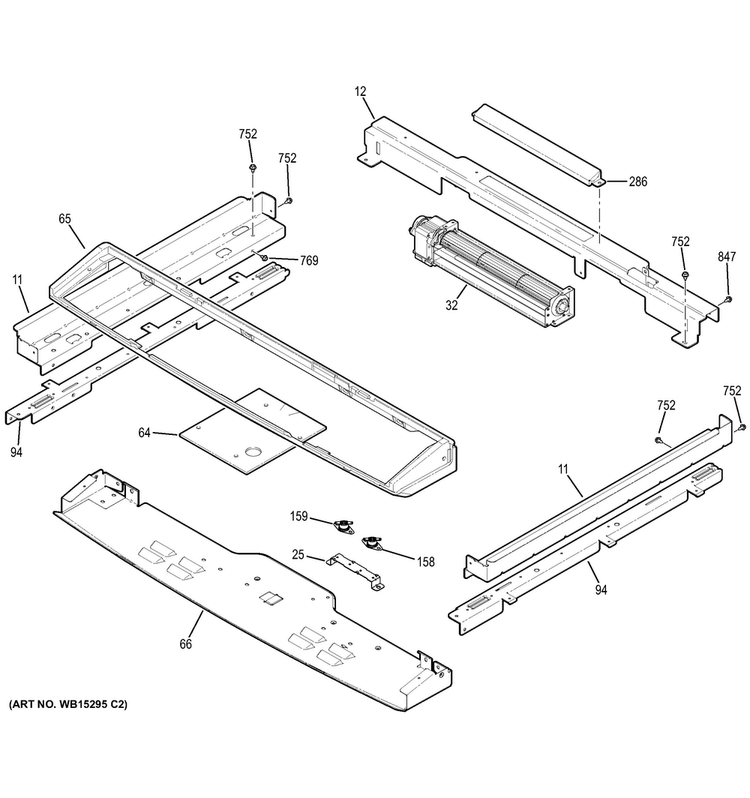 Cooling Fan Diagram and Parts List for PS950EF1ES  General Electric Range