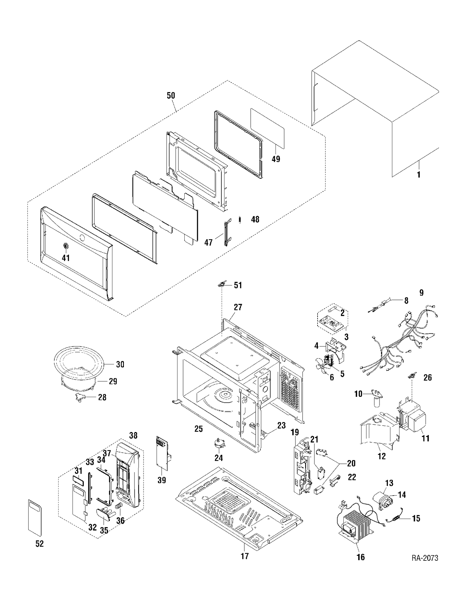 MICROWAVE OVEN Diagram and Parts List for JES1036NLC01  General Electric Microwave