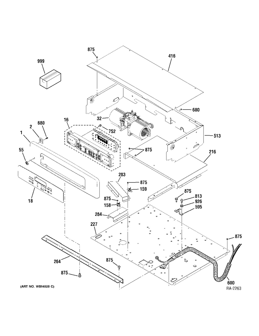 Controls Diagram and Parts List for PCB940DF2WW  General Electric Range