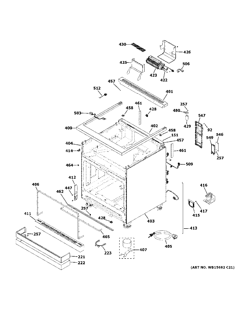 Body Parts Diagram and Parts List for ZGP304NT1SS  General Electric Range