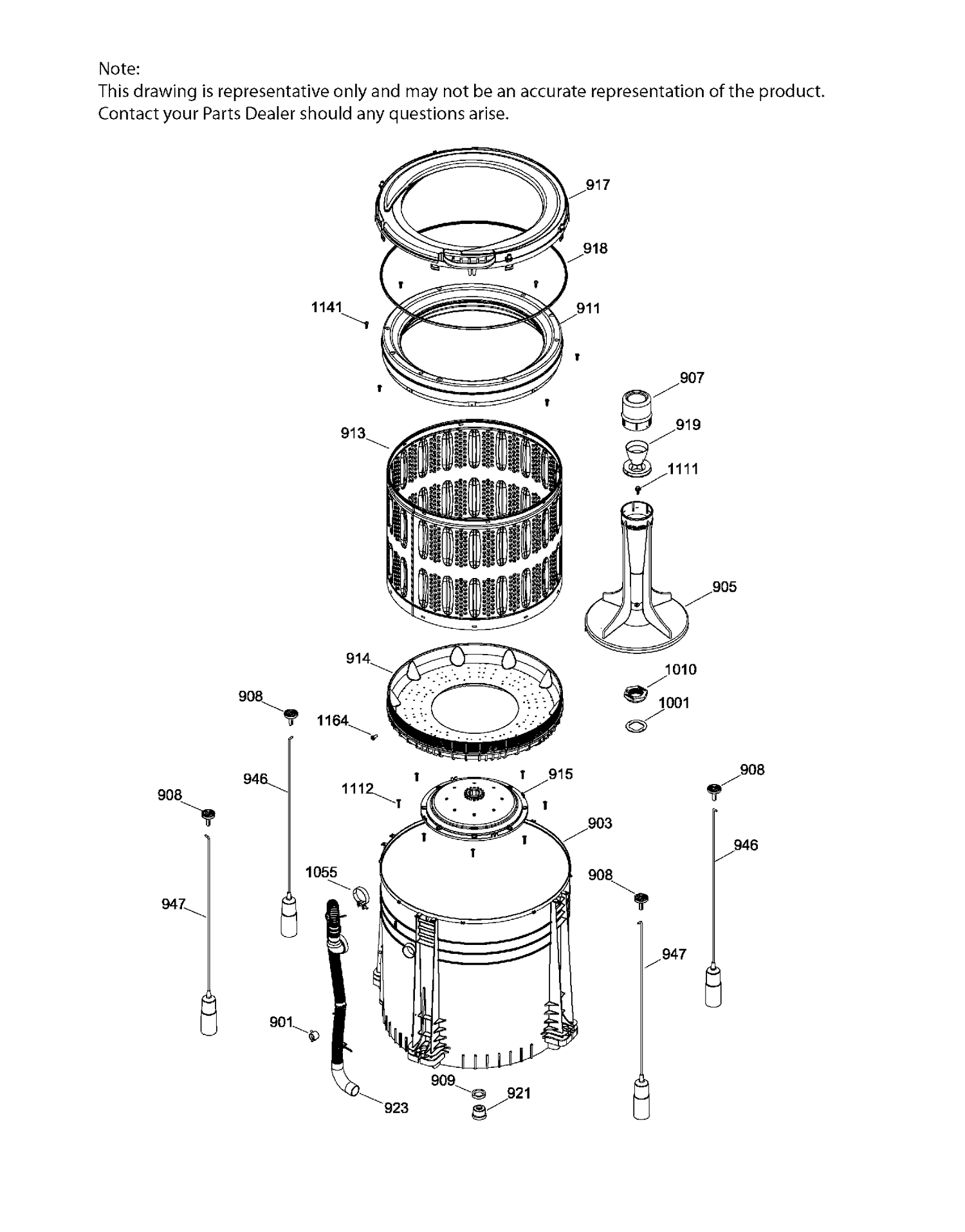 TUB WASHER Diagram and Parts List for GUD37ESMJ1DG  General Electric Washer