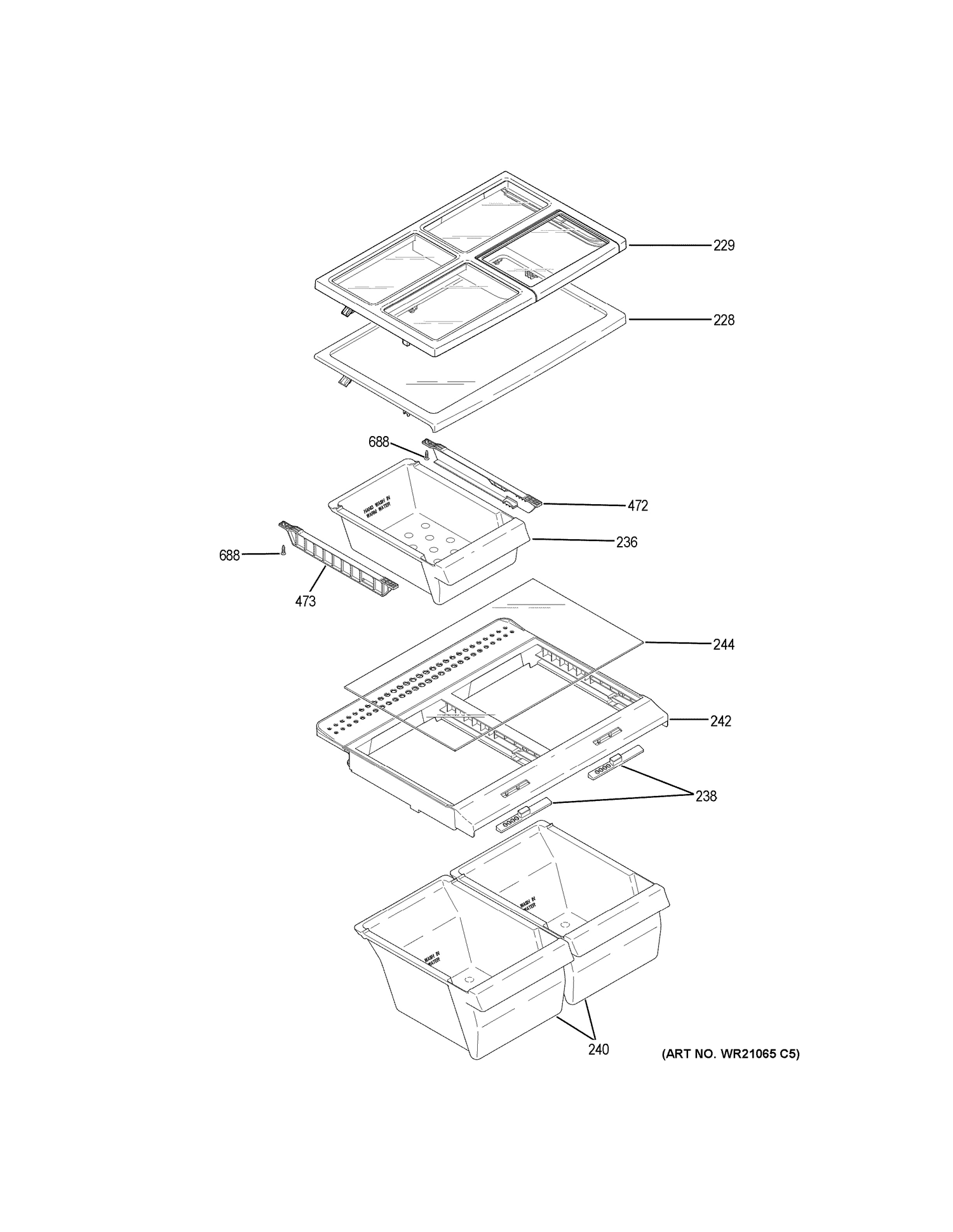 FRESH FOOD SHELVES Diagram and Parts List for GIE18HSHLRSS  General Electric Refrigerator