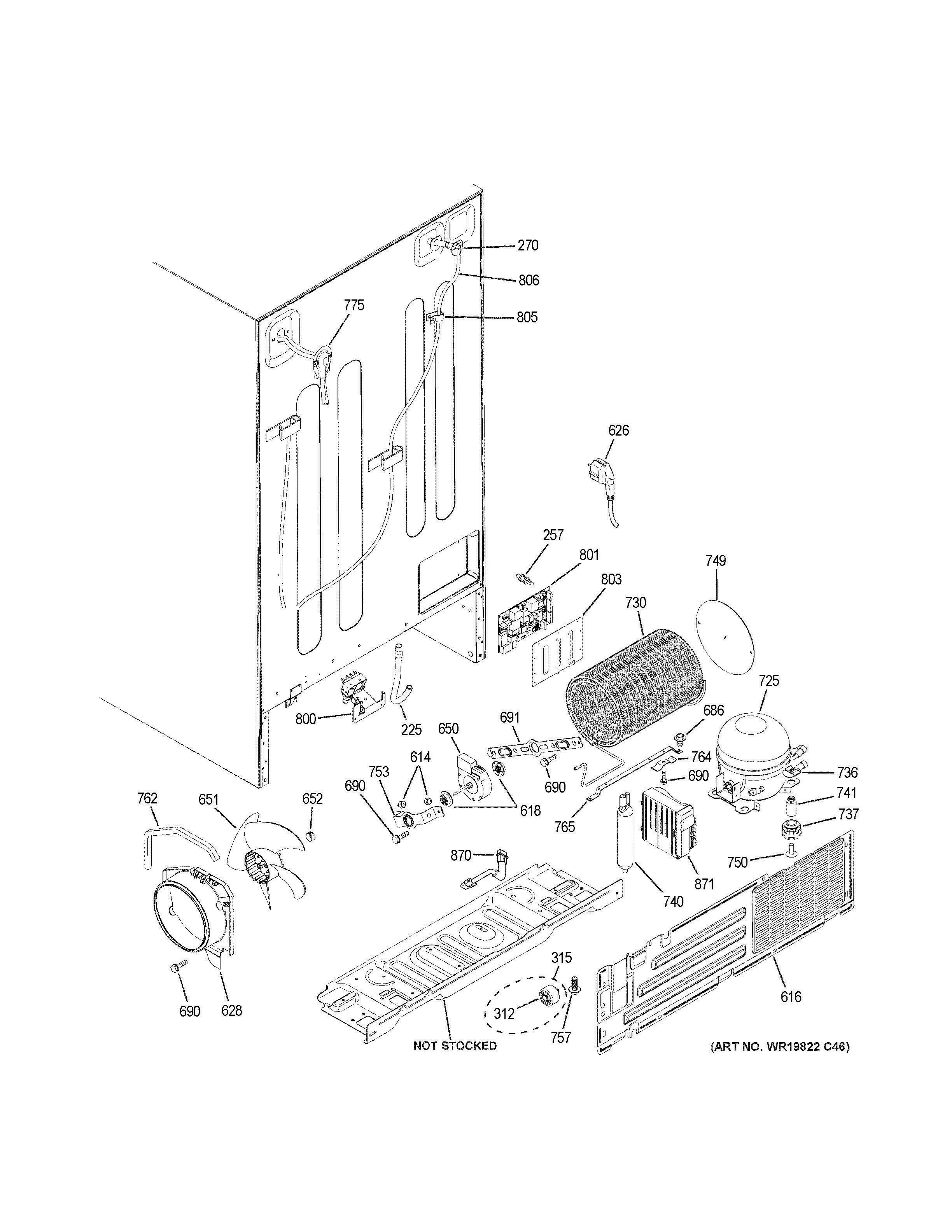 MACHINE COMPARTMENT Diagram and Parts List for PSS28KSHGCSS  General Electric Refrigerator