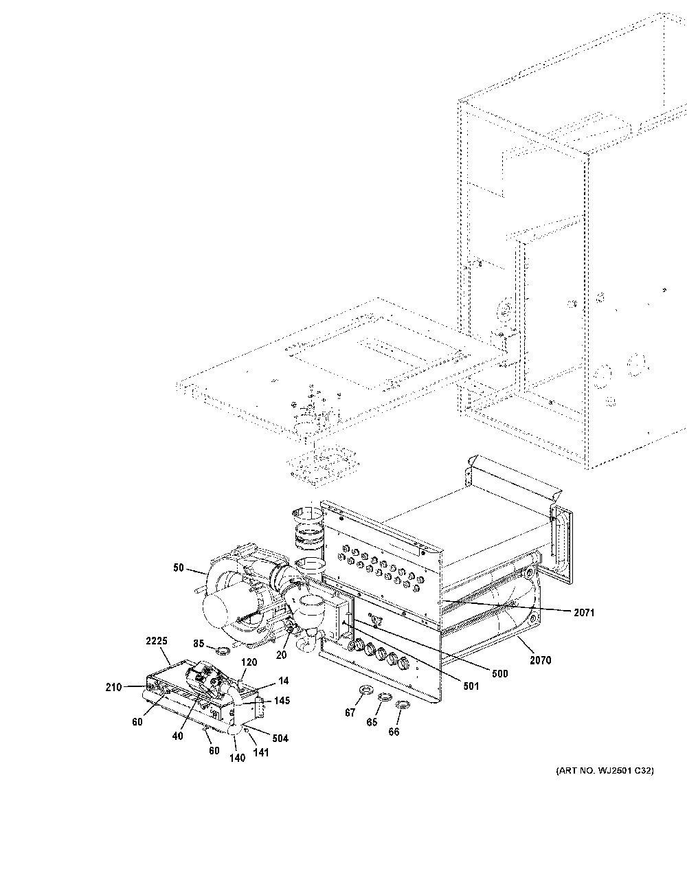 Cabinet Diagram and Parts List for NF80X060V3A05  General Electric Furnace